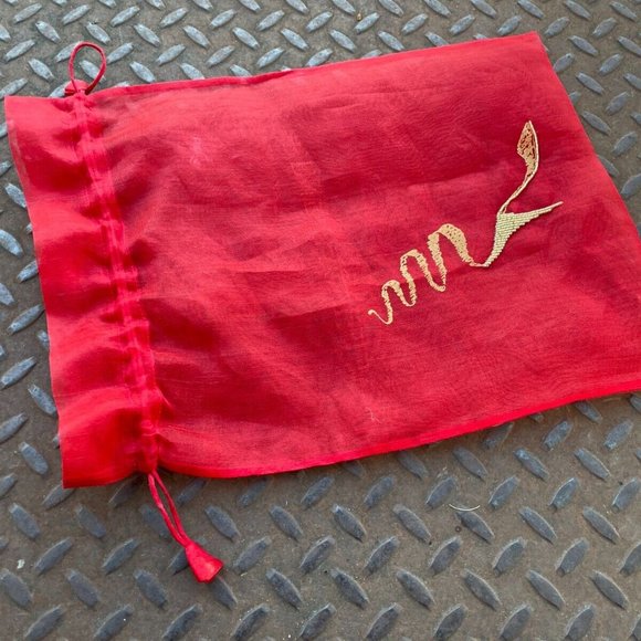 Rene Caovilla Dust Bag Red Organza Fabric Draw String Storage Bag Authentic - Picture 6 of 11